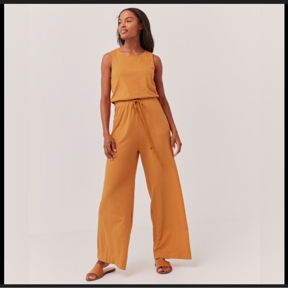 Pact Orange Sleeveless Jumpsuit